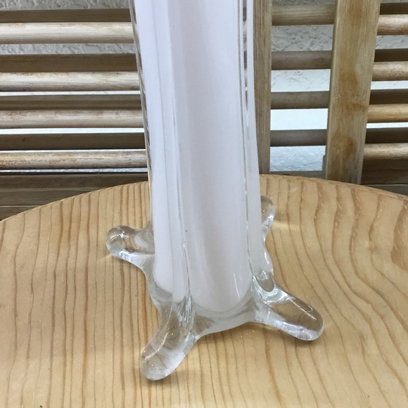 Glass Eiffel Tower Vase 12" White Encased with Clear 1" Opening and 2.75 in Base - Picture 3 of 7